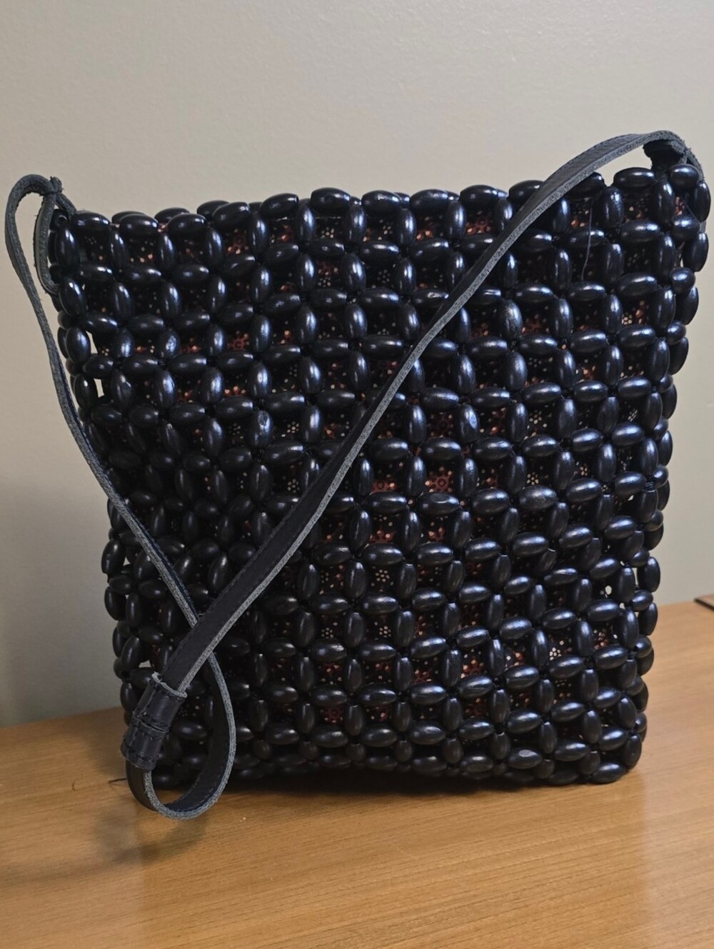 The Sak Black Beaded Shoulder Bag Purse Handbag